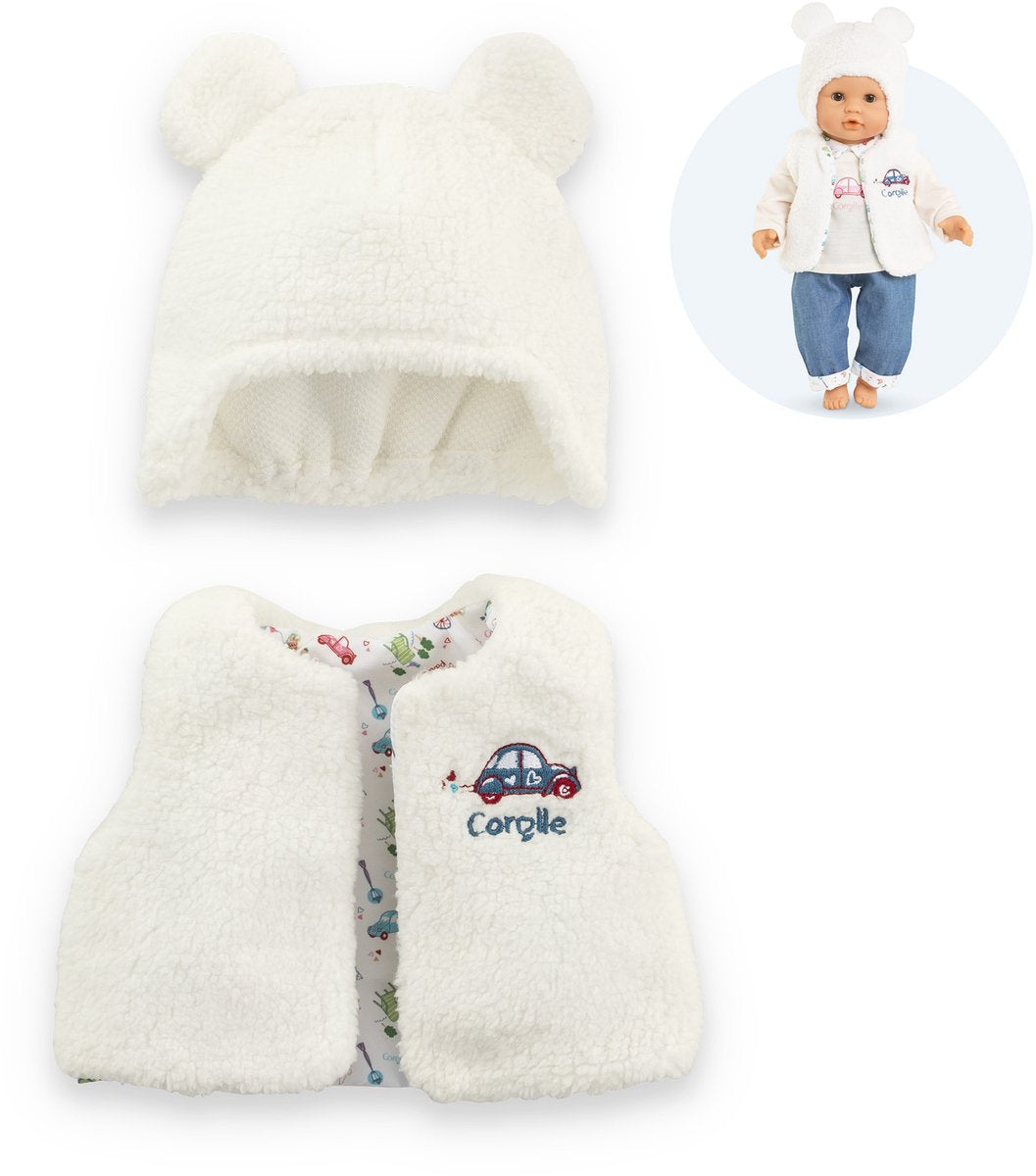 Corolle vintersæt babydukketøj hvidt 30cm - dukketøj.