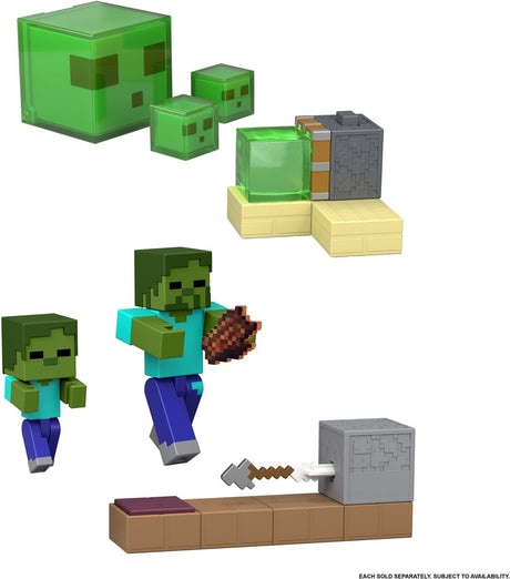 Mattel minecraft actionfigur Redstone ladet klæbrig stempelfælde grøn.