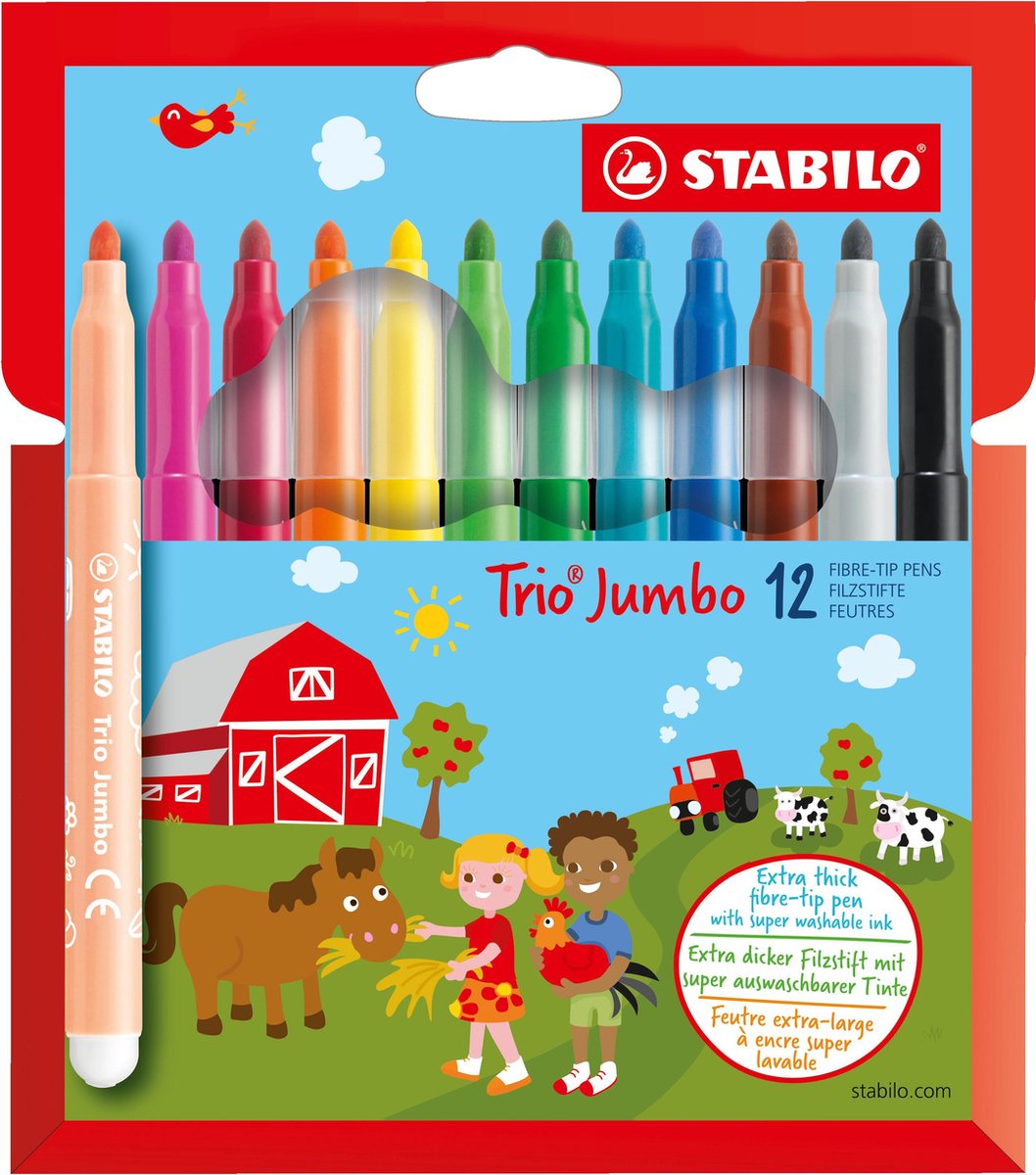 Stabilo trio jumbo - tusch - sæt med 12 stk