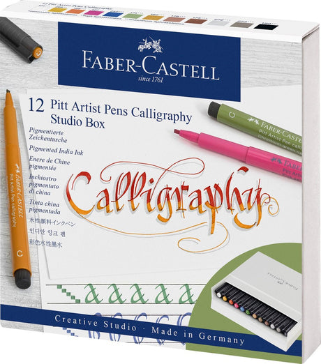 Faber-castell kalligrafisæt - pitt artist pen - studieboks 12 dele - fc-167512