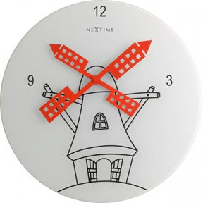 Næste gang ur 8807 windmil, ø30 cm, væg, hvid sort rød