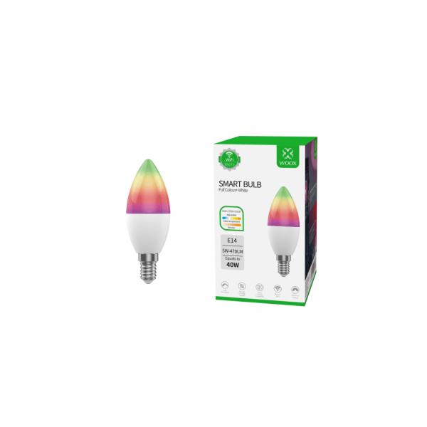 Woox r9075 smart rgb led pære, wifi, e14, cct, google assistent amazon alexa
