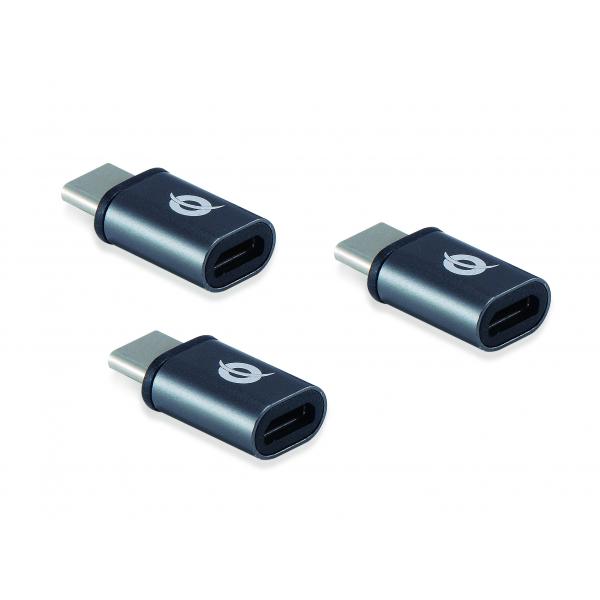 Conceptronic donn05g usb-c til mikro usb otg adapter 3-pack, usb 2.0 type-c micro, han hun, bl