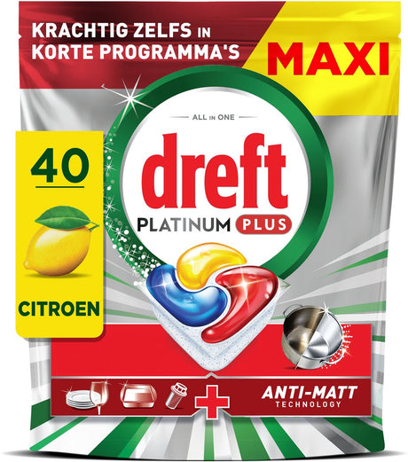 Dreft platin plus citron opvasketabletter - anti-kedelig teknologi - 40 stk