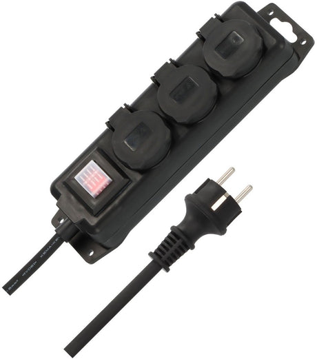 Brennerstuhl fatning med afbryder ip44 3-vejs sort 2m h07rn-f 3g1.5