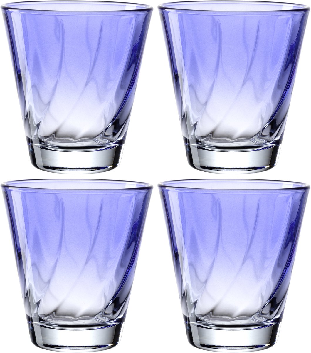 Leonardo twist drikkeglas 215ml blå - sæt 4