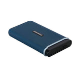 Transcend ts250gesd370c esd370c ekstern ssd, 250gb, usb type-a c, pcie, 1050 950 mb s, marineblå