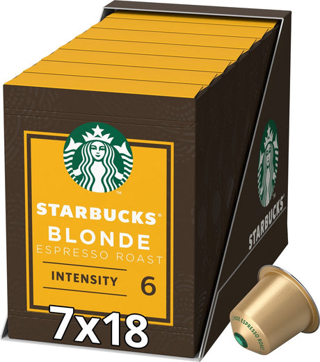 Starbucks by Nespresso kapsler blond espresso stegt - 7 æsker x 18 kaffekopper - værdipakke
