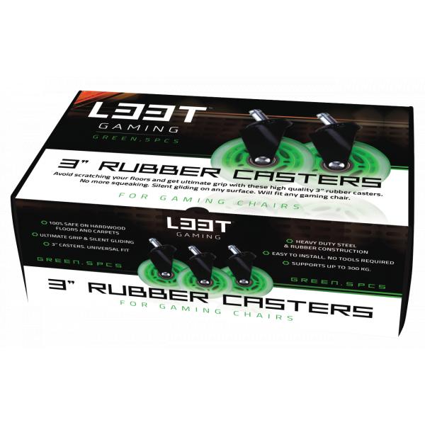 L33t gaming 160531 3 tommer gummihjul, grøn, 5 stk