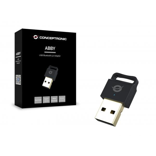 Conceptronic abby06b abby usb bluetooth 5.0 adapter, trådløs, usb, bluetooth, 3 mbit s, sort