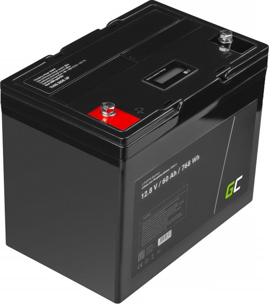 Green cell lifepo4 12.8v 60ah 768wh batteri til solpaneler og campere