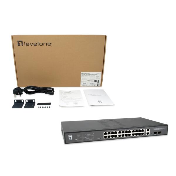 Levelone GEP-2841 28-ports Web Smart Managed Switch, L2, Gigabit Ethernet, Power over Ethernet (POE)