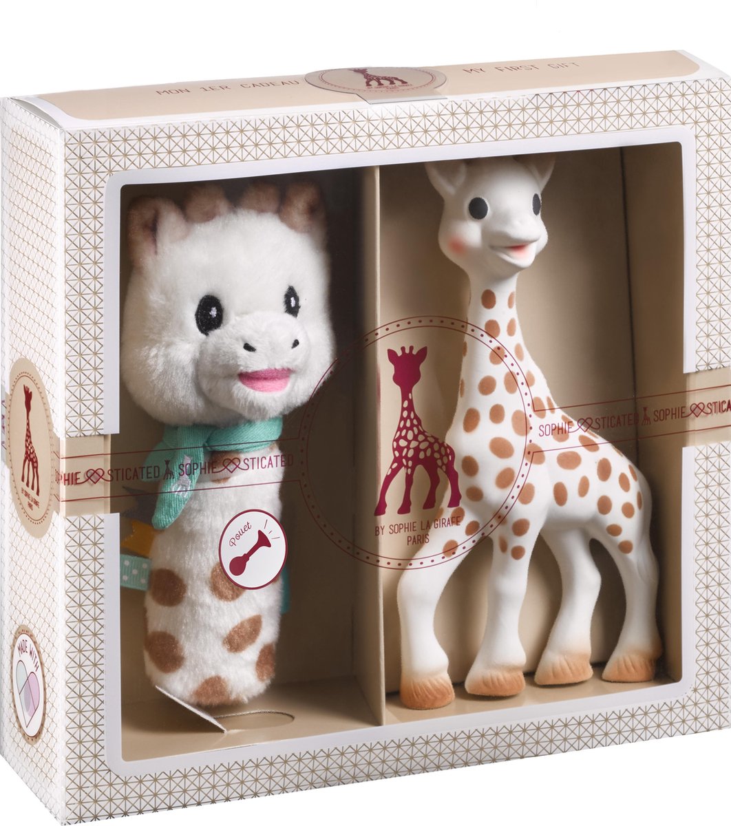 Sophie the giraffe sofistikeret gavesæt - babylegetøj - squeeze rangle - barselsgave - baby shower gave - 4 stk.