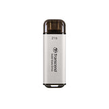 Transcend ts2tesd300s esd300s ekstern SSD, 2 TB, USB Type-C, 10 Gbps, 1050 950 MB s, sølv