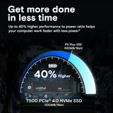 Crucial ct500t500ssd8 t500 ssd, 500 gb, m.2 2280, pcie 4.0 nvme, 7300 6800 mb s, ingen hs
