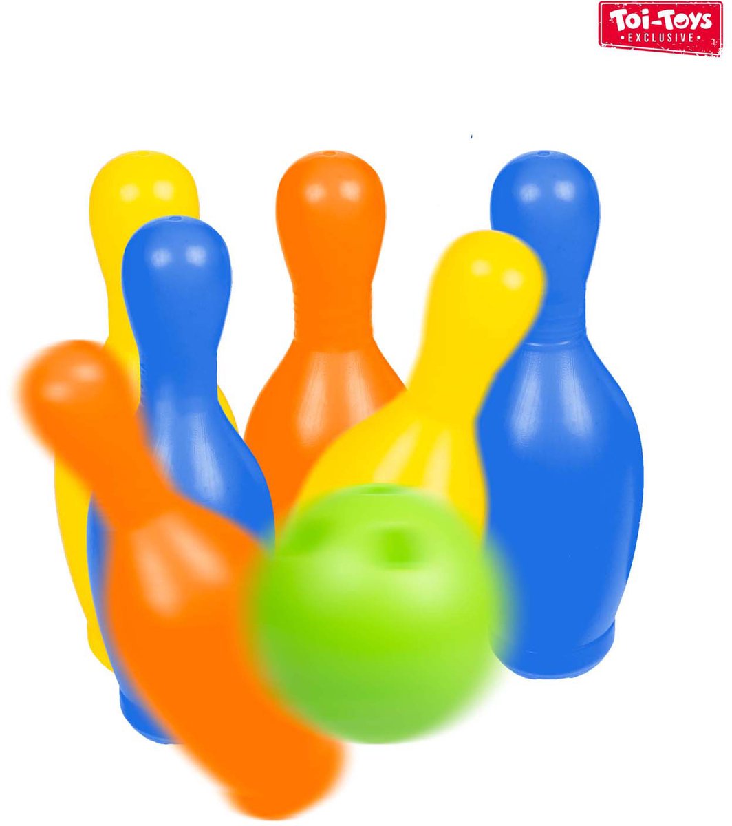 Toi-toys bowlingsæt farvet, 7 stk.