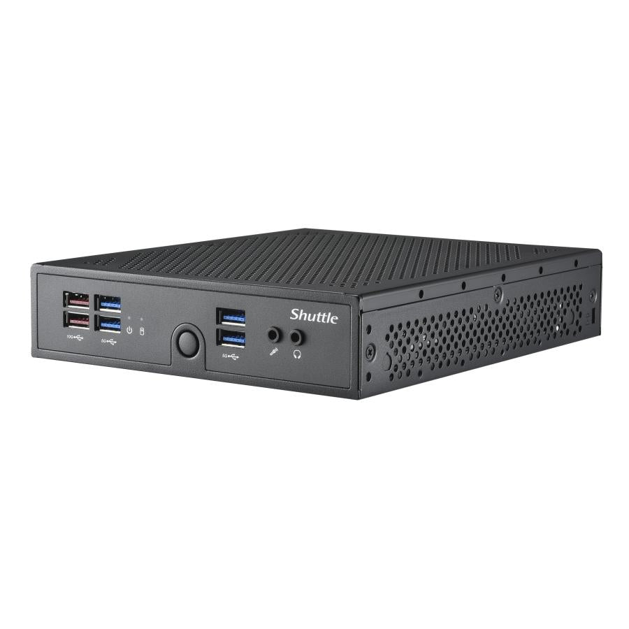Shuttle ds50u xpc slim barebone pc, intel celeron 7305, ddr5, 2,5gbit + 1gbit, blæserløs, 24 7, 90 w