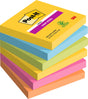 Post-it super sticky notes karneval, 90 ark, fod 76 x 76 mm, pakke med 6 blokke