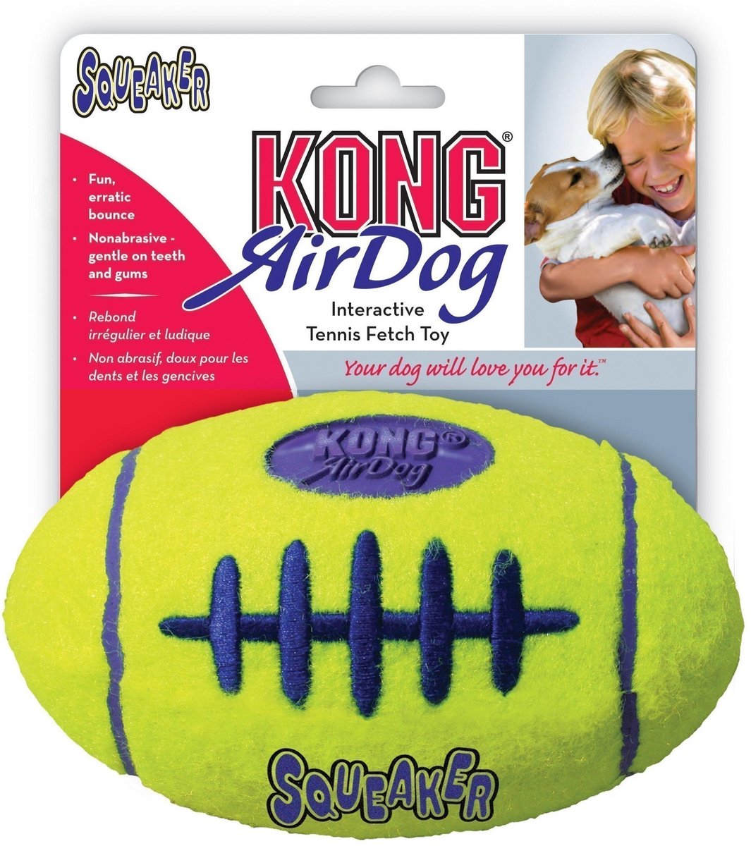 Kong air football medium 1 stk - bold - gul - kattelegetøj - 150 x 130 x 64 mm
