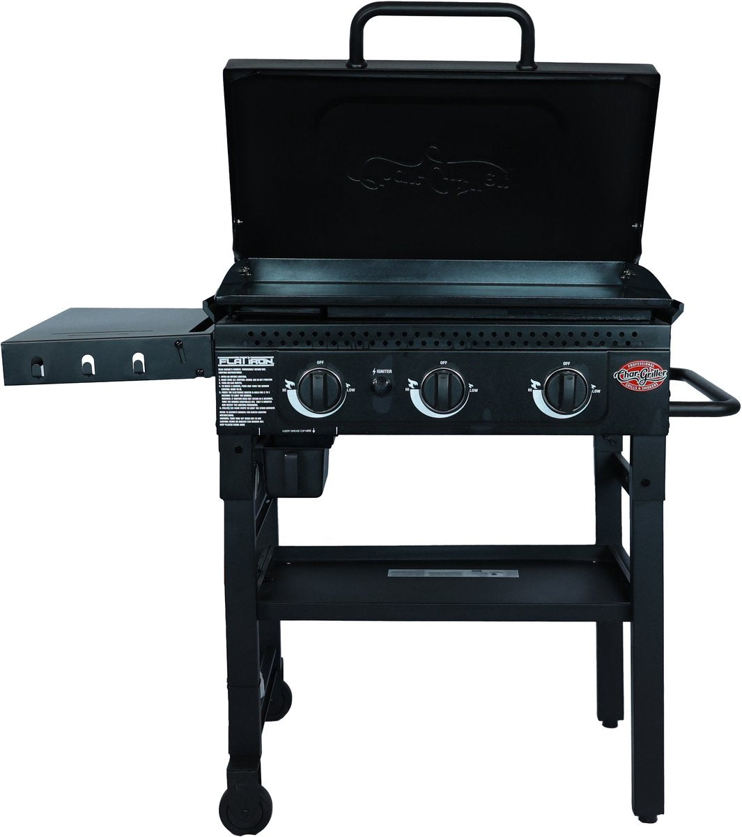 Char-grill fladjern gas plancha – gas stegeplade med 3 brændere – stål stegeplade med porcelæn belægning (±3350 cm²) – jævn varmefordeling – til 4-6 personer