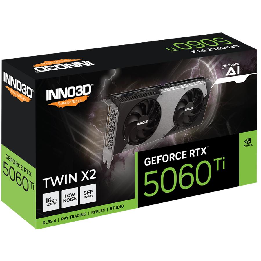 Inno3d n506t2-16d7-191073n geforce rtx 5060 ti twin x2 16 GB, 16 GB, GDDR7, 128-bit, 448 GB s, PCIe5