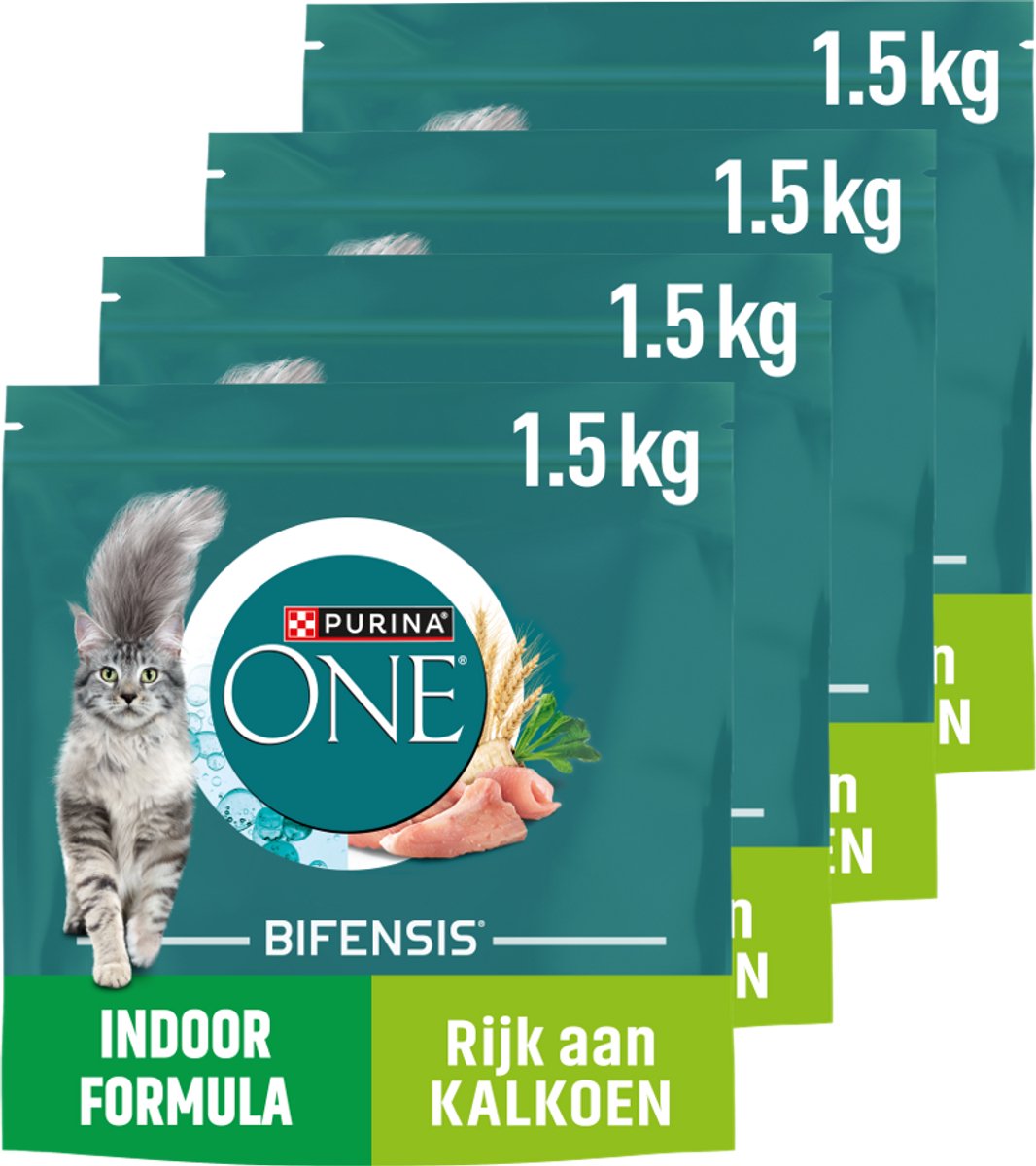 Purina one indendørs - kattefoder - kalkun - 4 x 1,5 kg