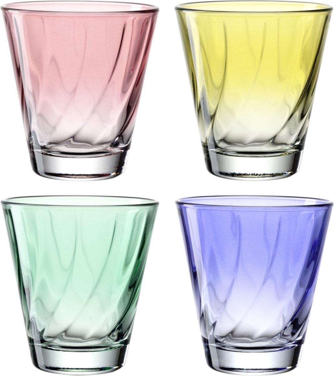 Leonardo twist drikkeglas 215ml assorteret - sæt 4