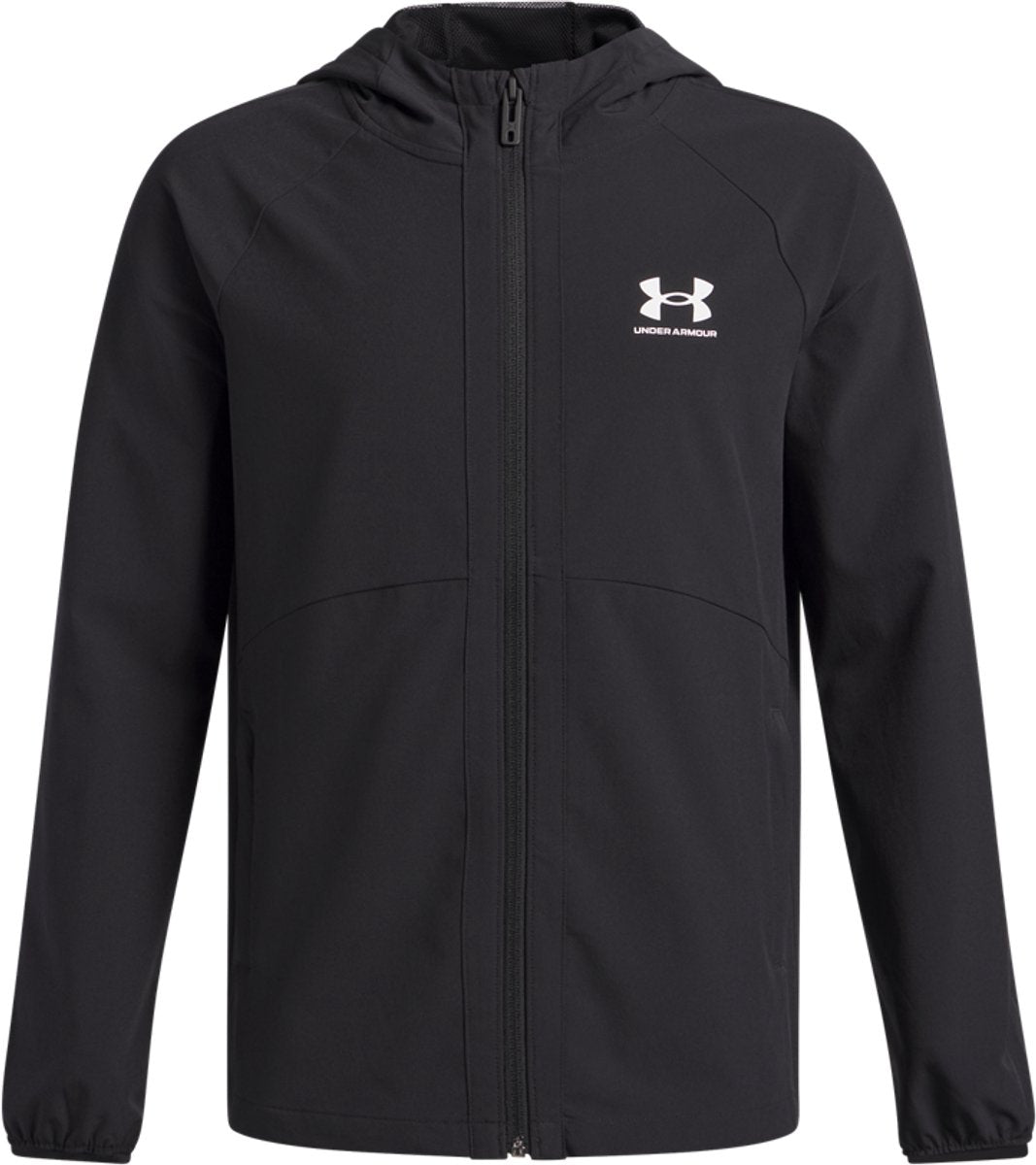 Under Armour UA Vibe Woven Windbreaker-BLK Sportsjakke til drenge - Sort - Hvid