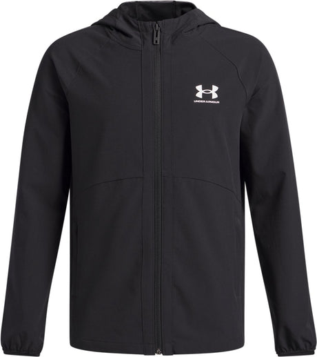 Under Armour UA Vibe Woven Windbreaker-BLK Sportsjakke til drenge - Sort - Hvid