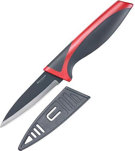 Westmark peeling grøntsagskniv, bladlængde 8 cm, med bladbeskytter, rustfrit stål plast, antracitrød, 14522270