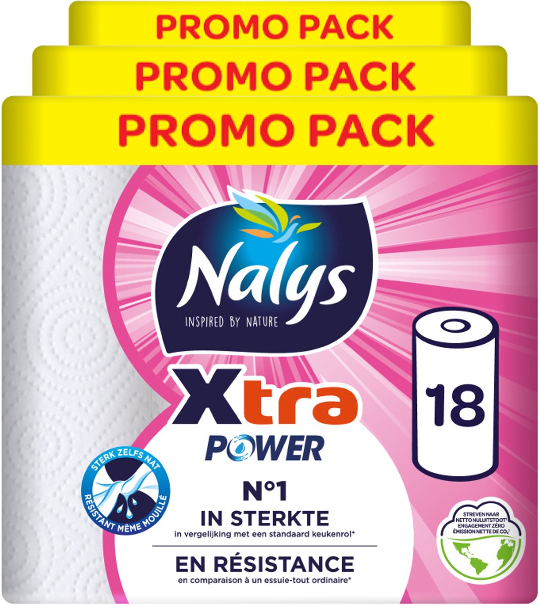 Nalys xtra power køkkenpapir - 18 ruller - ekstra stærk - værdipakke