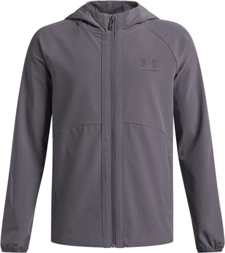 Under armour ua vibe vævet vindjakke-grå drenge sportsjakke - castlerock - sort