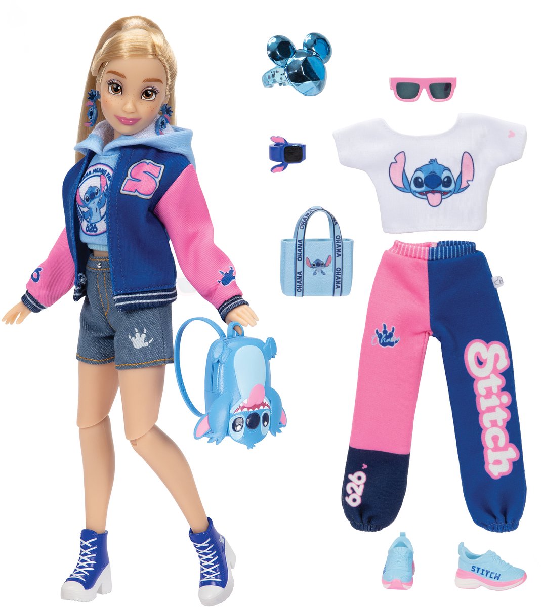 Jakks disney ily 4ever 29 cm stitch inspireret modedukke med college jakke
