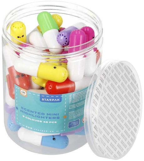 Mini duftende highlighters blanding af farver, 48 stk.