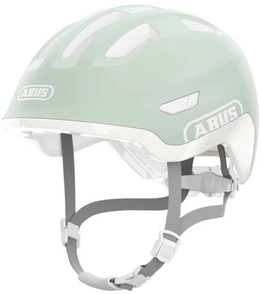 Abus cykelhjelm smiley 3.0 ace led pure mint s - 45-50 cm - lysegrøn - velegnet til brug på børnecykler - 230 g