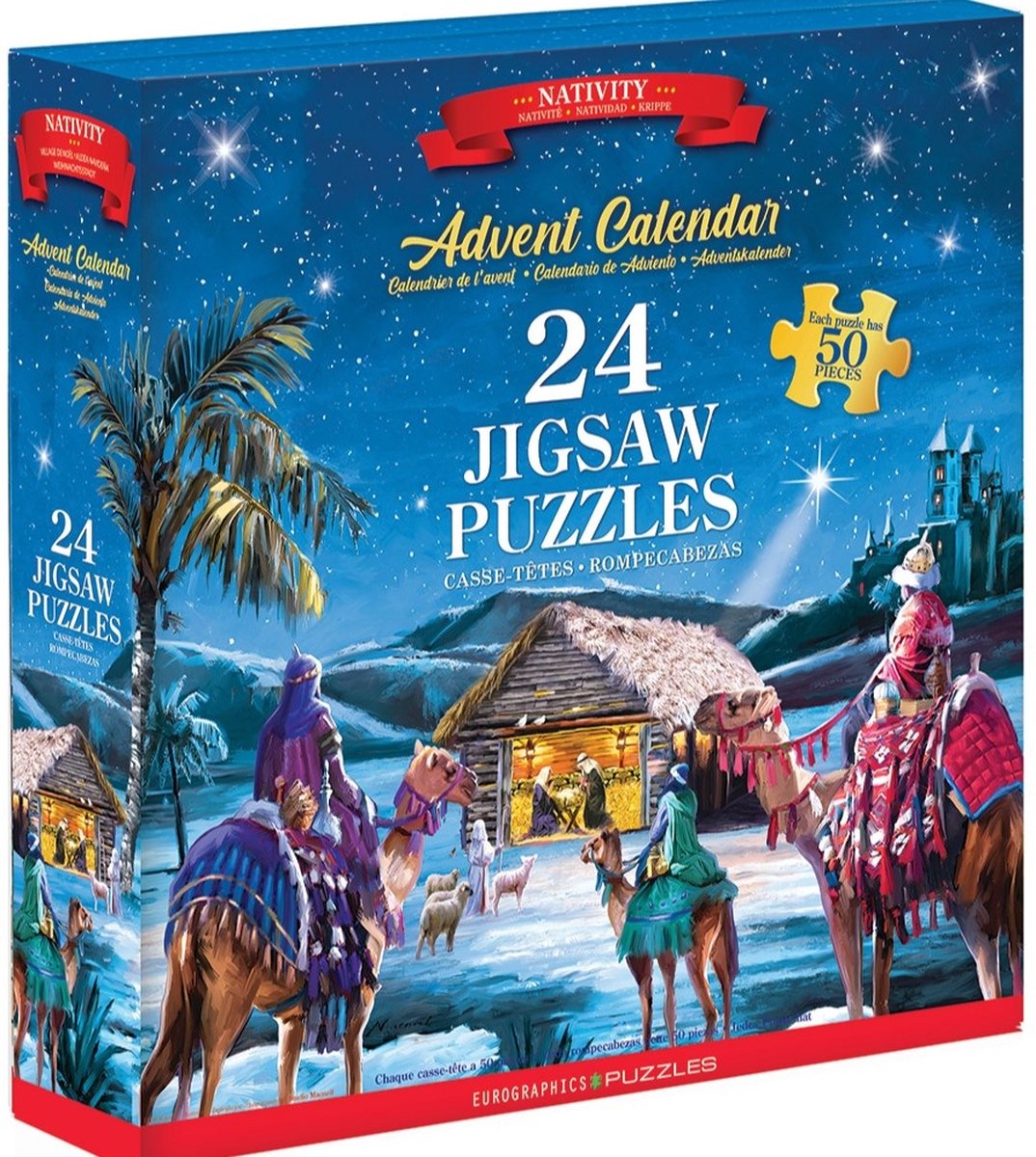 Eurographics - adventskalender, julekrybbe [adventskalender, nativity] - macneil studio - 24×50 stykker 12,5×12,5cm (b×h) - adventskalender