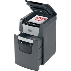 Rexel optimum autofeed+ 150m fluisterstille papierversnipperaar - p5 microsnippers - automatische invoer tot 150 vel - 44l - zwart