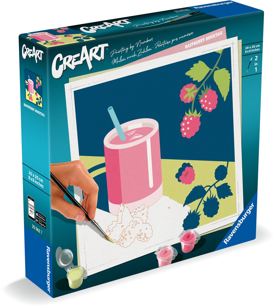 Ravensburger maleri efter nummer hindbær kreativ maleri pakke 20x20 cm.