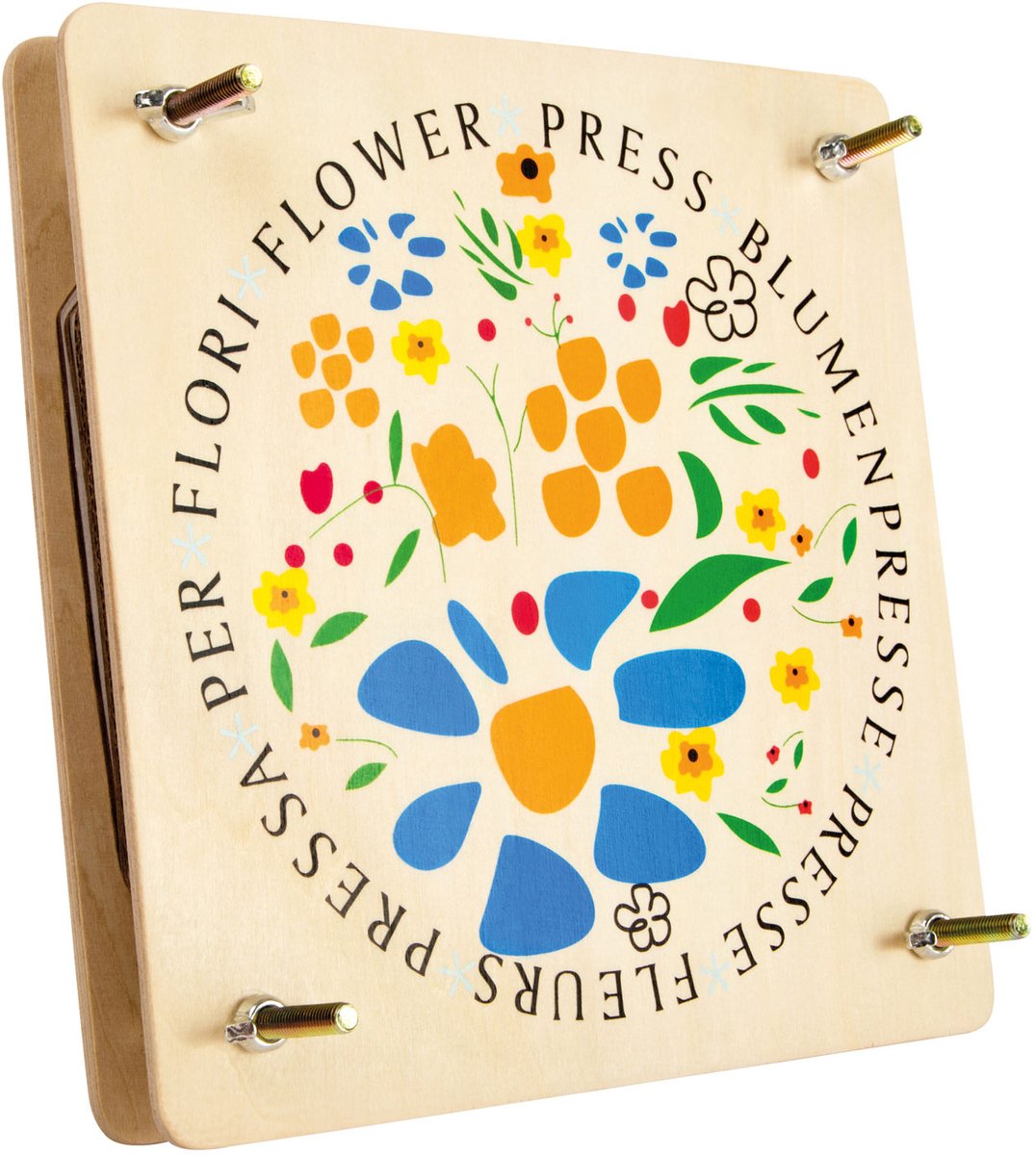 Lille fod - blomsterpresse i træ, 18x18cm