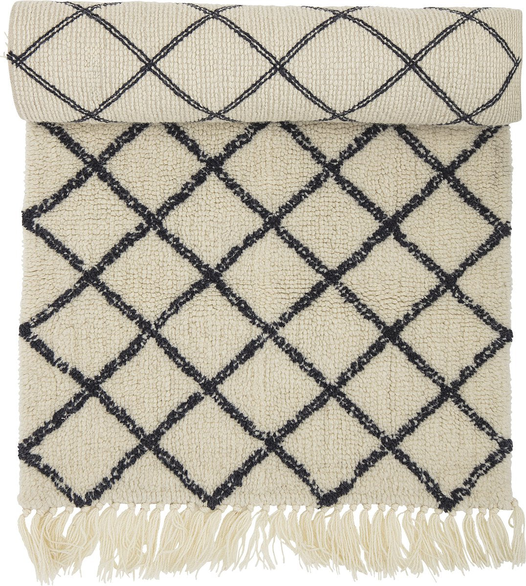 Bloomingville - warda tæppe - beige - uld