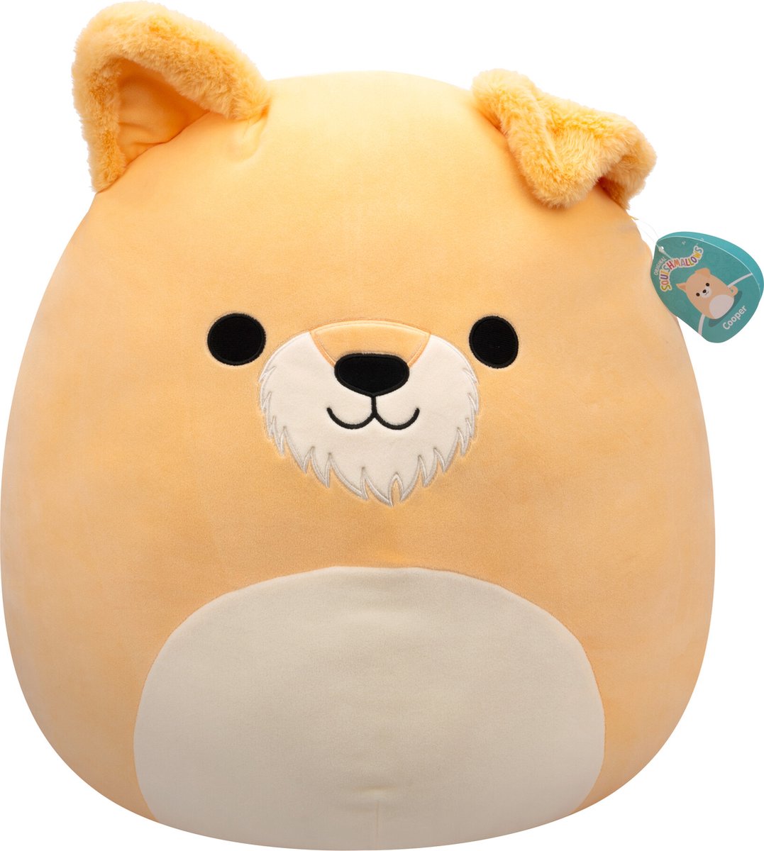 Squishmallows - bødker - solbrun hund m hvid mave 50 cm plys