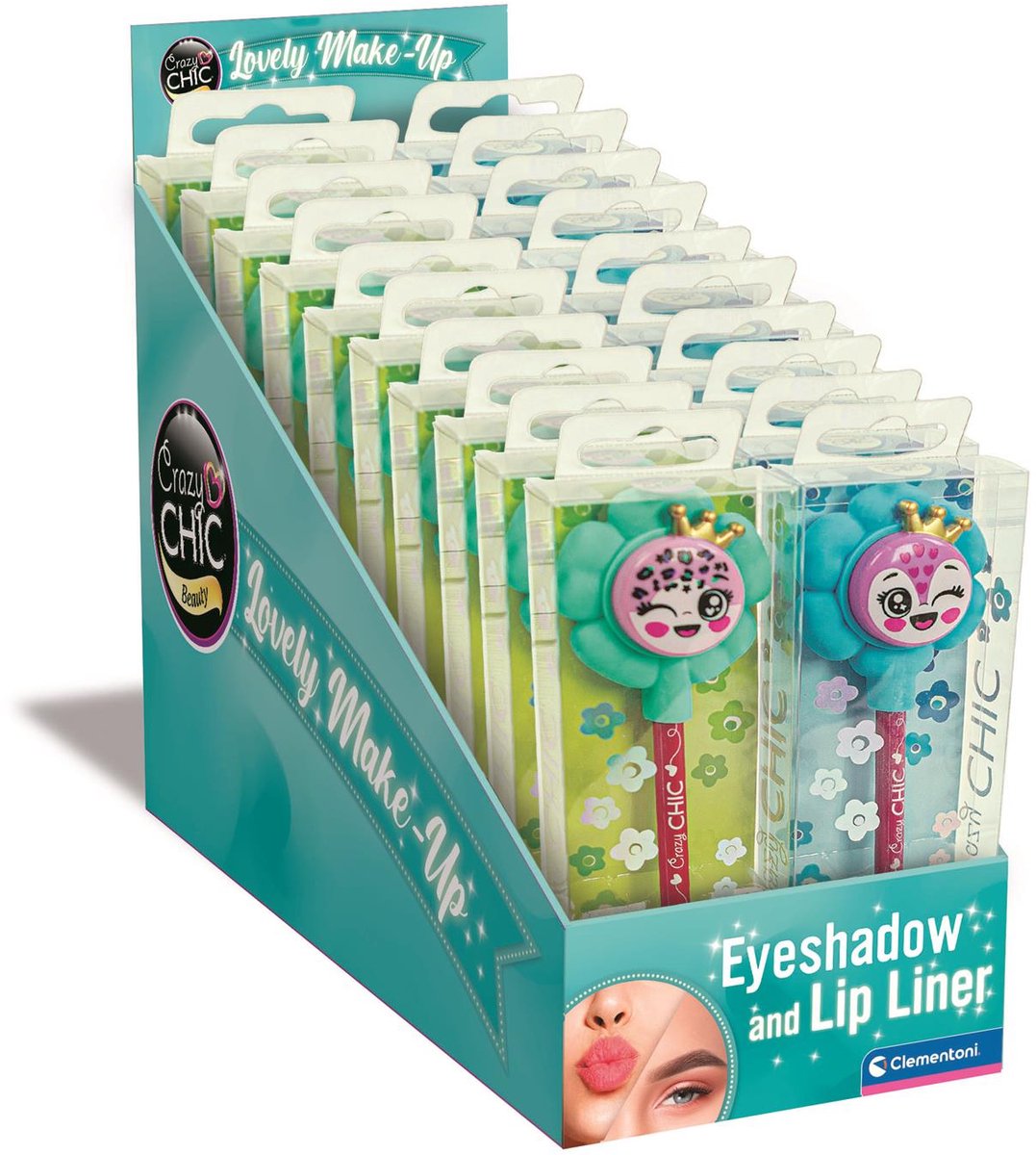 Clementoni crazy chic øjenskygge og lip liner blomst - turkisblå
