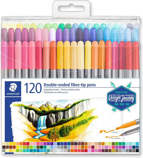 Staedtler designrejse - dobbeltpunkt farvemarkør - sæt 120 stk
