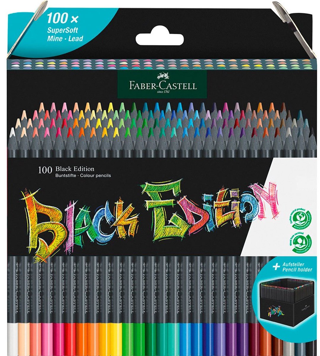 Faber-castell sort udgave farveblyanter - 100 styk - fc-116411