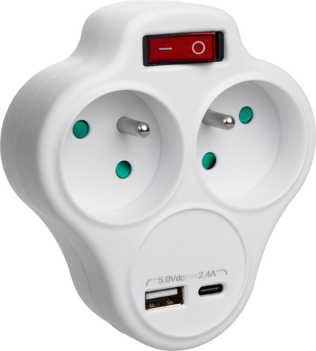 Maclean - socket splitter med 2 sockets og USB A-C 2.4a - type e - 2x16a - mce336 e