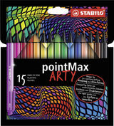 Stabilo pointmax - hardtip fineliner 0,8 mm - arty etui med 15 farver