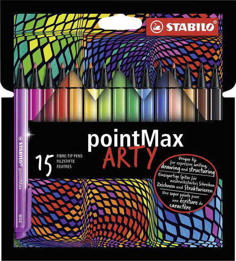 Stabilo pointmax - hardtip fineliner 0,8 mm - arty etui med 15 farver