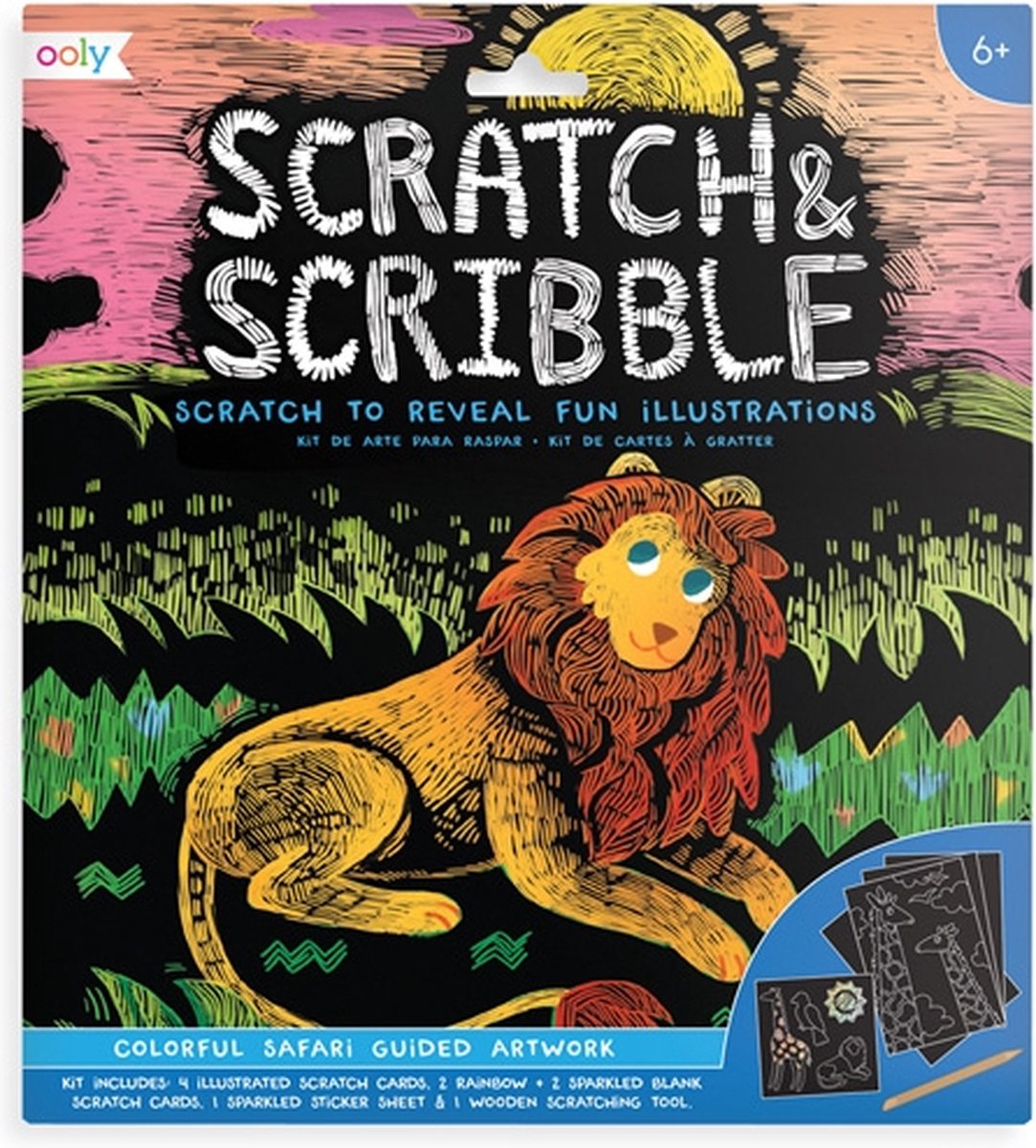 Ooly - scratch scribble - farverig safari
