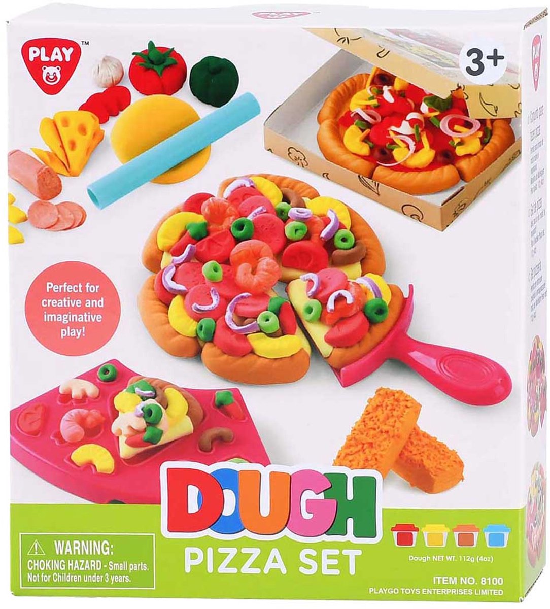 Playgo pizza ler sæt legetøj - 4 ler potter til kreativ leg.