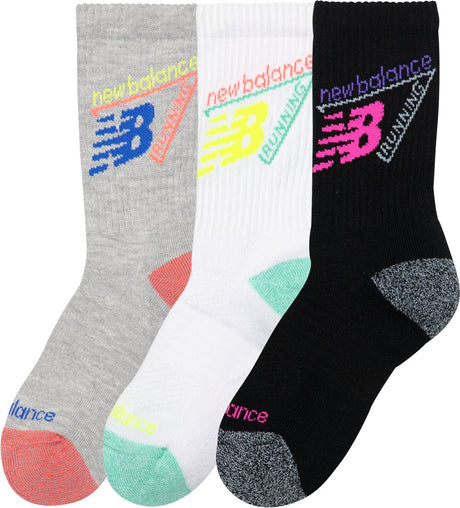 New balance unge aktive grafiske besætningsstrømper 3-pak unisex sportsstrømper - assorterede farver